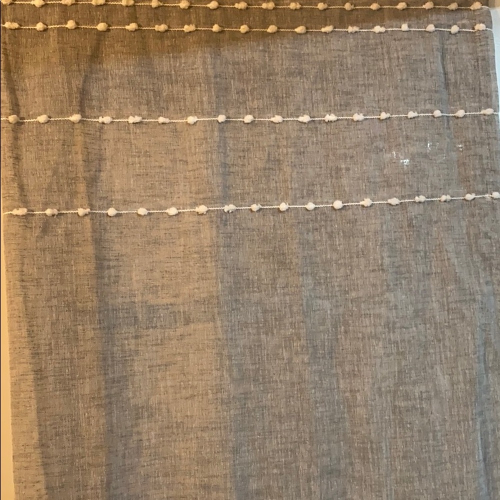 Gray and White Linen Curtains 2 panels